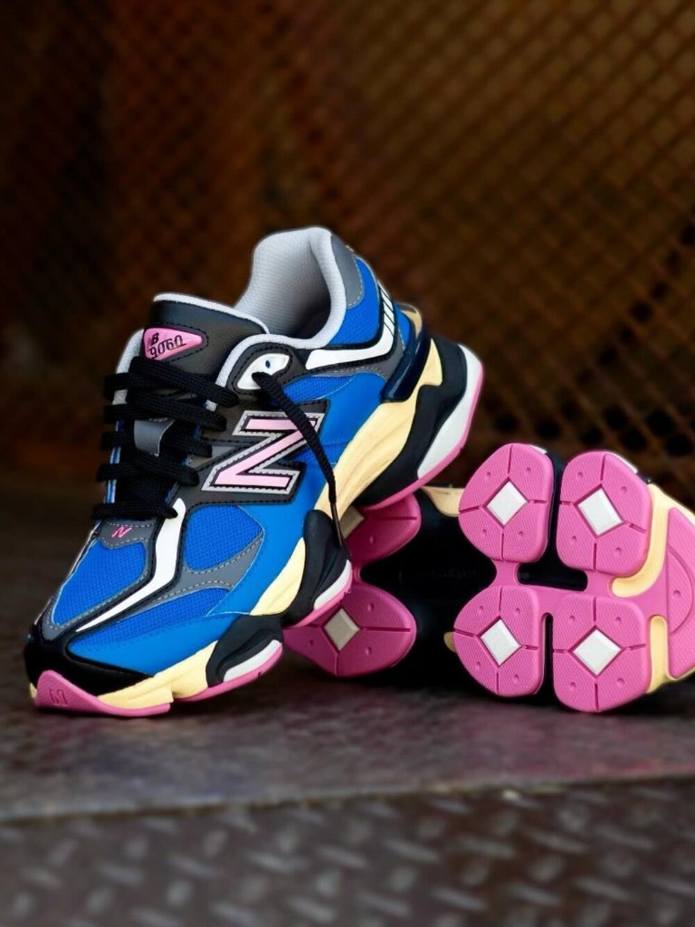 New Balance 9060 – Bold Blue, Pink & Black Colorway – Trendy Chunky Sneaker